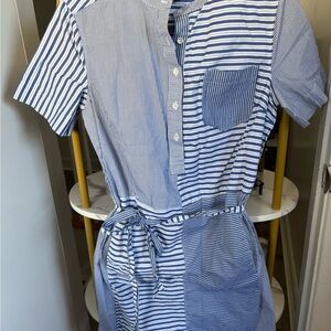 Lands' End Blue and White Striped Dress